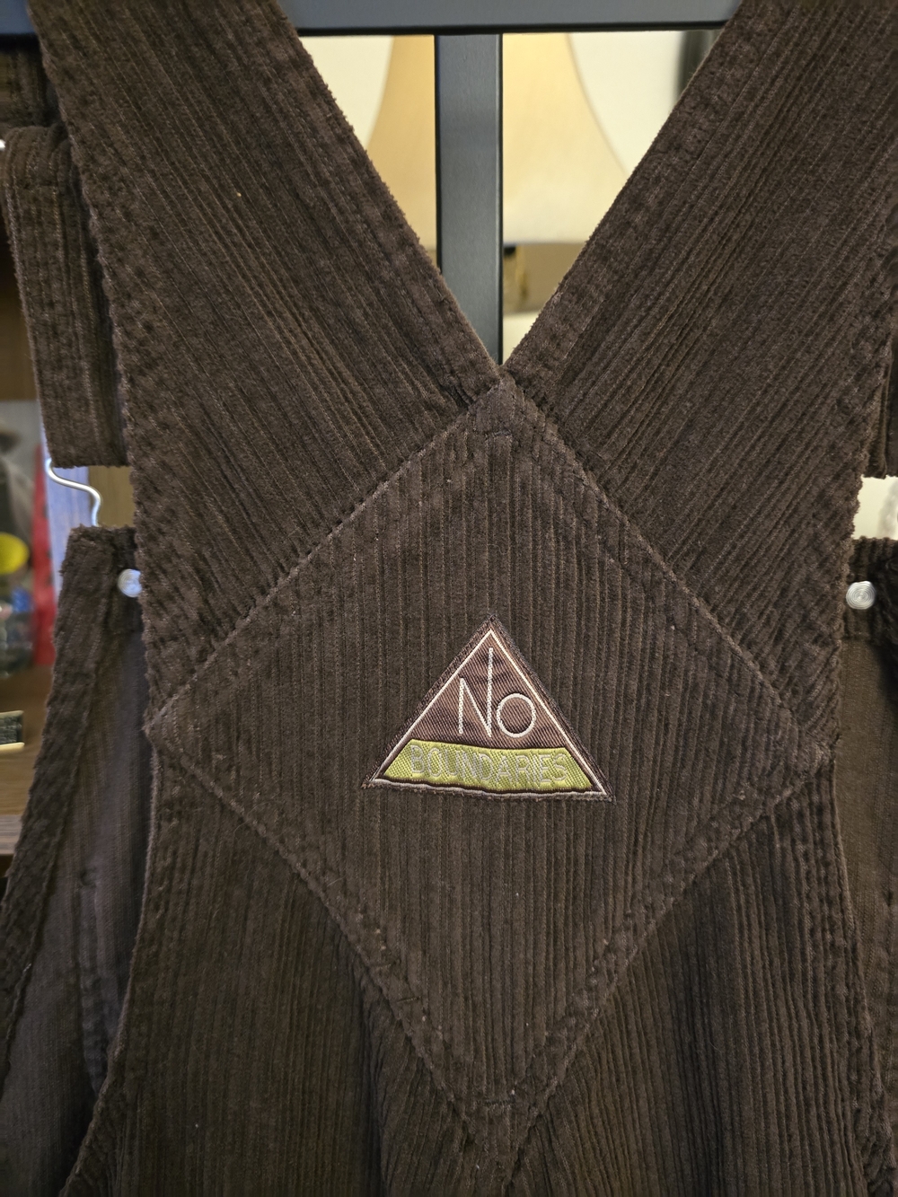 Vintage No Boundaries Brown Corduroy Overalls Relaxed Bib Utility 90s Y2K Size M - Picture 6 of 7